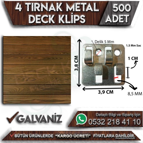 4 Tırnak Metal Deck Klips (500 Adet)